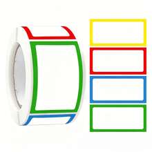 250pcs/Roll Colorful Blank Stickers, Handwritten Marking Roll Labels, PVC Self-Adhesive Labels, Can Stickers/File Stickers/File Labels/Stationery Labels/Office Cabinet Labels/Back To School/Back To School Essentials - 250 Colored Blank Labels - View 3
