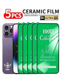 5pcs/Pack, Ceramic Screen Protector, High Definition Clear, Soft Material, Easy Installation, Bubble-Free Installation With Tools, Soft Ceramic High Definition Screen Film, Compatible With IPhone 17 Pro Max/17E/16 Pro Max/17 Pro/17/16/15/14/13/12/Mini/11 And Other Models - Clear - View 33