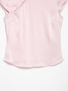 Mellowy Spring/Autumn New Women's European And American Style Fashion Minimalist Side Button Decor Satin Top Pink Summer - Pink - View 9