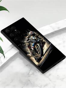 1件帥氣機車騎士賽車防滑防摔黑色手機保護殼，相容 iPhone、Honor、Galaxy A04e/A05s/A13/A14/A15/A34/A35/A50/A52/A53/A54/S21/S22/S23/S24/S25/S25Ultra/6A/7A/8A/12T/13T/14T - 黑色 - 查看 4