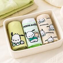 3雙 MINISO Sanrio Pochacco 卡通短襪系列，優質棉針織低筒襪，綠色與米色可愛角色襪，舒適休閒足部配件，適合搭配運動鞋、樂福鞋和帆布鞋 - 36-43 - 查看 5