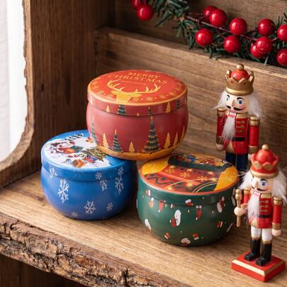 44Pcs Holiday Handmade Candle Making Supplies, 4 Random Santa Pattern Empty Candle Jars With Full 40 Pieces Accessories, Great For DIY Hobby Projects And Making Unique Christmas Presents