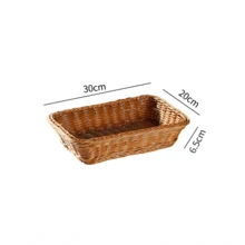 Cesta de pan y frutas tejida a mano, adecuada para exhibir y almacenar postres - Marrón - Ver 10