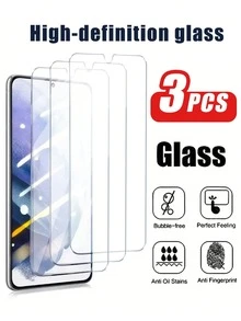 适用于三星 Galaxy A36/A56/A26/A16/5G/A06/A35/A25/A15/A05S/A54 5G/A53 5G/A33 5G/A13/A52S 5G/A12 的 3 片装钢化玻璃屏幕保护膜，适合日常保护、办公、居家使用，智能手机屏幕保护膜配件，防水、防摔、防刮、防指纹，全屏覆盖。 - 無色 - 查看 40