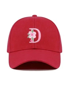 1件女款客製化A-Z字母棒球帽，輕量棒球帽，時尚休閒遮陽帽，適合戶外運動與日常穿著，夏季海灘 - 紅色 - 查看 24