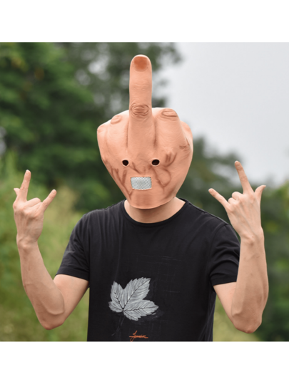 Adult Funny Full Head Latex Mask, Realistic Human Hand Gesture Head Cover, Novelty Prank Cosplay Headgear For Halloween Party, Bar Nightclub, Masquerade, Joke Costume Styling Accessory