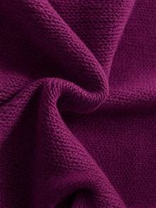 Plus Size Women Soft Round Neck Sweater, Retro Fresh, Casual For Spring, Suitable For Spring/Autumn/Winter, Solid Color Knitted Fabric, No Plus Size Women Sweater For Holiday Spring Autumn - Purple - View 9