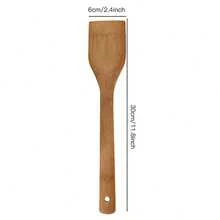 8 piezas/1 pieza Juego de utensilios de cocina de bambú con cubo de almacenamiento para cubiertos y pinzas para alimentos - Albaricoque - Ver 17
