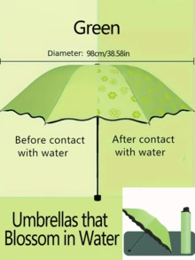 Paraguas Floreciente en el Agua, Unisex, Protección Dual contra Sol y Lluvia, Resistente a los Rayos UV - Multicolor - Ver 15