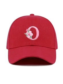 1件女款客製化A-Z字母棒球帽，輕量棒球帽，時尚休閒遮陽帽，適合戶外運動與日常穿著，夏季海灘 - 紅色 - 查看 13
