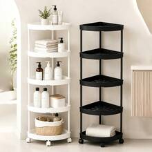 1 buah Rak Penyimpanan Sudut Gaya Modern 3/4/5 Tingkat, Dapat Dilipat, Perlu Dirakit Sendiri, Cocok Untuk Kamar Mandi, Dapur, Kosmetik dan Perlengkapan Mandi, Keranjang Penyimpanan Multifungsi - MultiWarna - View 1