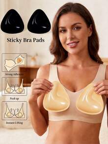 2pcs Women's Adhesive Bra With Detachable Seamless Thick Padding, Suitable For Backless Strapless Dresses, Bikinis And Swimwear UZIJ - Multicolor - View 1