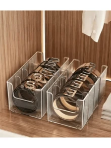 1/2 Large Capacity Cosmetic Storage Box, Closet Organizer, Transparent Divided Storage Box, Vanity Organizer, Suitable For Bathroom, Bedroom, Closet And Kitchen, Perfect For Organizing Cosmetics, Belts, Ties, Underwear, Scarves And More - Multicolor - View 3