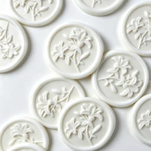 20pcs/Pack Stiker Segel Lilin Motif Bunga Lili Timbul 3D, Perekat Mandiri untuk Amplop Undangan Pernikahan, Warna Putih Mutiara - Bunga Lili 3D - Putih Mutiara - View 2