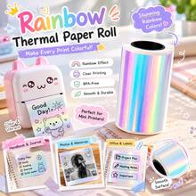 Pearlescent/Rainbow Effect 57mm Thermal Sticker Paper, Self-Adhesive Shimmer Mini Pocket Printer Refill Paper For Elegant Picture Printing, Daily Journals, Memo Sticky Notes, Compatible With PeriPage PAPERANG Poooli Labelers - View 11