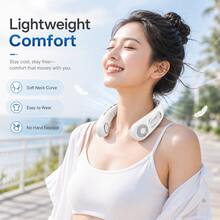 Zechuan Bladeless Neck Fan, Portable 5200mAh Rechargeable Wearable Fan With 360° Cooling Airflow, 4 Speeds, Lightweight Low-Noise Hands-Free Personal Fan For Work, Travel, Commuting & Outdoor Use,Back-To-School Essential, Classroom Supply, School Supply - 白色 - 查看 3