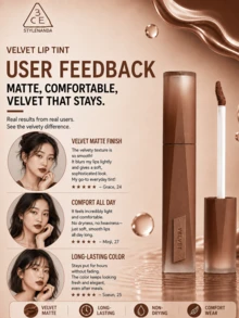 3CE Sanxi Jade Lip Glaze #04 Bitter Coffee 4g, Cool-Toned Brown Matte Texture, High Coverage For Lip Lines, Perfect For Olive Skin Tones - BITTER HOUR #04 - View 9
