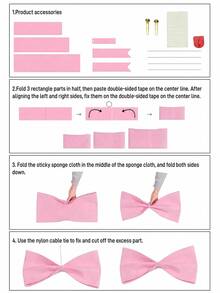 1pc Pink Bow, DIY Pink Bow, Suitable For Princess Birthday, Wedding Anniversary, Birthday Party, Living Room Decor, Public Photo Frame Background, Also Suitable For Christmas Tree Top Decoration, Large Gift Wrapping, Wall Hanging Decor - View 7