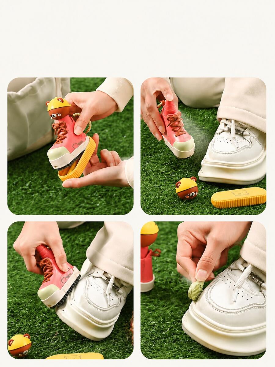 1pc Cute Bear Shoe Brush, Suitable For Sports Shoes Cleaning/Daily Home Care/Travel Portable, Cleaning Tool