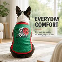 1 pièce Maillot de football pour animaux de compagnie Coupe du Monde du Mexique, imprimé drapeau en forme de cœur, schéma de couleurs vert & rouge, gilet sans manches, convient aux petits chiens et chats, parfait pour regarder les matchs, les fêtes et les promenades quotidiennes, tenue de style patriotique sportif, excellent cadeau pour les fans de football - Vert - Voir 1