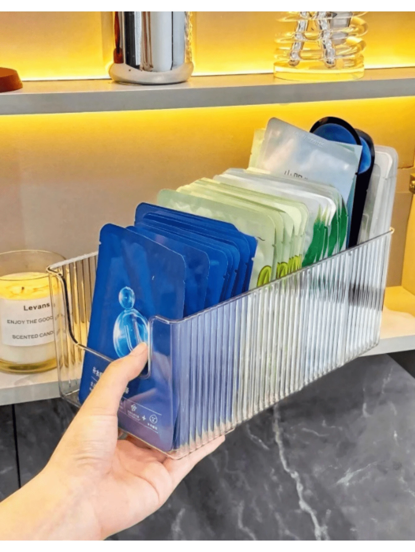 1/2 Large Capacity Cosmetic Storage Box, Closet Organizer, Transparent Divided Storage Box, Vanity Organizer, Suitable For Bathroom, Bedroom, Closet And Kitchen, Perfect For Organizing Cosmetics, Belts, Ties, Underwear, Scarves And More - Multicolor - View 1