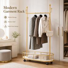 1pc Mobile Clothes Rack With Wheels, Portable Hanging Rack, Home Laundry Drying Rack, Nordic Luxury Cactus Design Storage Clothes Rack - Multicolor - View 1