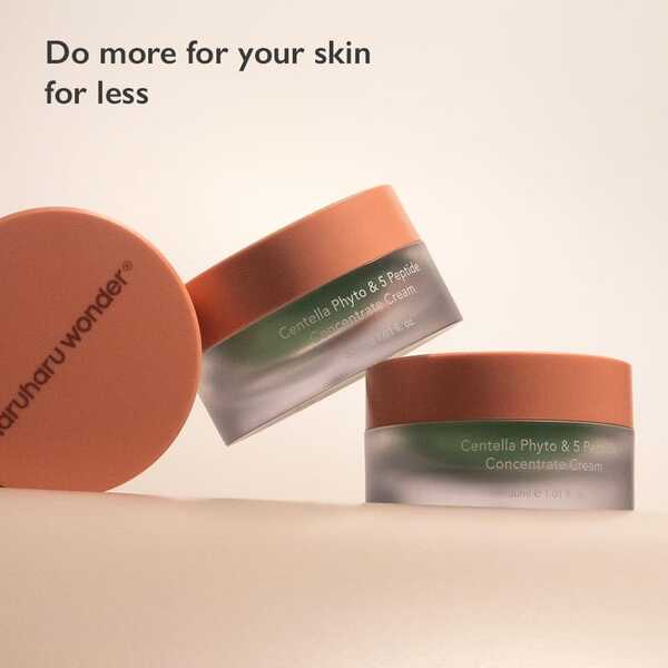 HaruHaru Wonder Korean Skincare Centella Phyto & 5 Peptide Concentrate Cream 30ml K‑Beauty , Soothing Barrier Repair Facial Cream Korean Skincare Calm Resilient Skin For Sensitive Irritated Complexion For Back‑To‑School Daily  Travel Home Facial Care