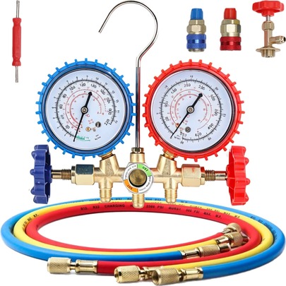 Juego De Manómetro De Diagnóstico De 3 Vías Con Adaptadores Para Frigoríficos R22,R134a,R12,R502,Para Servicio De Aire Mantenimiento De Ac Automotriz