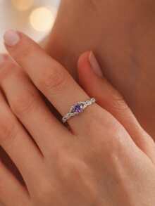 Anillo zirconia cúbica adorno plata - Plateado - Ver 3