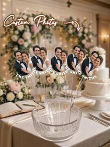 Agitateurs de boisson personnalisés avec visage pour mariage, agitateurs de cocktail avec photo personnalisée, convient pour les fiançailles, les enterrements de vie de jeune fille, la décoration de fête - Multicolore - Voir 5