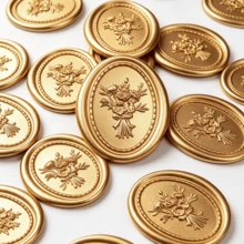 25pcs/Pack 3D Embossed Floral Self-Adhesive Wax Seal Stickers For Gifts, Wedding Invitation Envelopes - Brown - Bouquet - Brown - View 5