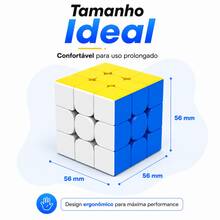 Cubo mágico Magnético Profissional 3x3x3 colorido Speed Cube stickerless com imã ajuste de tensão e suporte Anti Travamento Moyu 56mm - Magnético - Visão 7