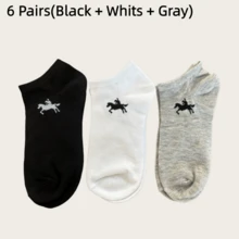 1/3/5/6/10/15 pares de calcetines cortos suaves de unicolor unisex, amigables con la piel con gráfico de caballo, calcetines deportivos casuales versátiles para uso diario o actividades al aire libre, adecuados para todas las estaciones - Multicolor - Ver 8