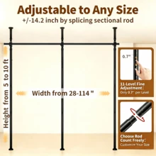 SUNALLY Room Divider For Room Separation, Tension Curtain Rods No Drilling, 4-10ft(H) 28-70inch(W) Adjustable Temporary Privacy Wall Divider, Heavy Duty Freestanding Space Partition Separator - Black - View 5