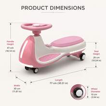 12V Electric Ride On Wiggle Car For Kids 3-8, 2-In-1 Electric & Manual Riding Toy With Bluetooth Music, LED Wheels & Early Education, Rechargeable Outdoor Ride On Toys For Boys Girls, Ideal Toddler Electric Ride On Toys & Kids Motorized Car. Pink - Pink - View 7