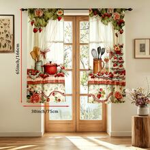 2pcs/Set Faux Embroidery Fruit Print Modern Curtains, 100% Polyester Fabric Durable, Suitable For Living Room, Bedroom, Kitchen, Bathroom Decoration (Curtain Rod Not Included) - Multicolor - View 10