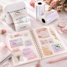 Pearlescent/Rainbow Effect 57mm Thermal Sticker Paper, Self-Adhesive Shimmer Mini Pocket Printer Refill Paper For Elegant Picture Printing, Daily Journals, Memo Sticky Notes, Compatible With PeriPage PAPERANG Poooli Labelers - View 3