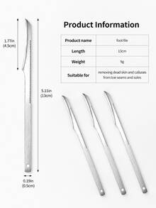 3pcs Stainless Steel Foot File Tools, Professional Foot Callus And Dead Skin Remover, Unisex Foot Care Tools (With Protective Cover) - F - View 7