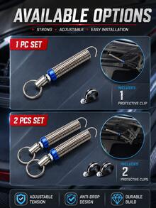 Resorte de soporte ajustable de metal azul para la tapa del maletero del automóvil, dispositivo de elevación de la tapa del maletero, accesorio automotriz esencial, adecuado para sedanes sin asistencia de elevación hidráulica, accesorio de automóvil práctico - Multicolor - Ver 8