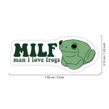 1PC Funny Frog Lover Slogan Sticker, Man I Love Frogs Quote Vinyl Decal For Laptop Water Bottle Notebook, Waterproof Green Frog Decal Sticker, Aesthetic Stationery Journaling Scrapbook Accessories Gift - S2486 - View 2