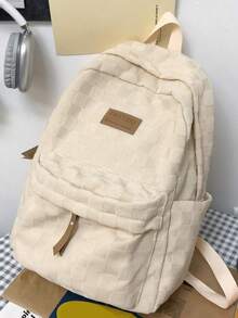 High School/College/Middle School Student Backpack, Large Capacity, Multi-Functional, Minimalist Style, Multiple Colors Available, Student School Bag - Beige - View 3