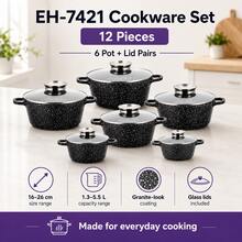 12pcs Kitchen Cookware Set With Clear Lids, Multiple Sizes - View 5