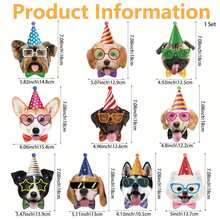 一套，庆祝爱犬的特别日子——狗狗脸和爪印主题派对横幅套装，适合生日庆祝，包含狗狗画像和主题彩旗装饰 - 查看 7