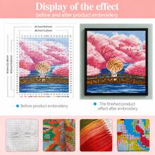 1pc Spring Cherry Blossom Landscape Bridge & Stream Cross Stitch Kit, Full Set For Beginners, DIY Home Wall & Desktop Decorative Painting, Stress Relief Handmade Gift - Multicolor - View 8