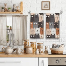 2/4/48pcs Cartoon Multi-Cat Stacked Pattern Printed Kitchen Towels - Super Soft, Highly Absorbent Polyester Dish And Hand Towels, Perfect For Holiday Decor, Kitchen Decor, Party Decor. - Multicolor - View 2