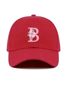 1件女款客製化A-Z字母棒球帽，輕量棒球帽，時尚休閒遮陽帽，適合戶外運動與日常穿著，夏季海灘 - 紅色 - 查看 17