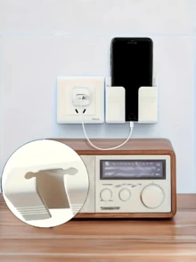 1/3/5pcs No-Drill Phone Holder, Wall-Mounted Bracket, Remote Control Storage Box, Bedside Phone Storage Rack, Phone Support Stand, Phone Holder Base, Phone Holder, Remote Control Storage Box - No-drill Phone Holder - View 5