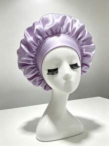 2pcs Luxury Satin Sleep Caps, Solid Color Elastic Sleep Hair Caps, Lightweight Smooth Silk Texture, Suitable For Comfortable All-Night Wear, Hair Protection And Bath Use, Soft Fit To Scalp, Protects Curly/Straight/Fine Hair, Holiday Gift And Back To School Essential - Basic model - View 14