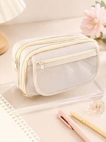 A Transparent Flip Cover 9-Layer Pencil Case, Portable Student Stationery Bag, Desktop Items And Study Stationery Storage Bag, Ba, First Day Of School - Multicolor - View 14