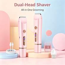 LCD Multi-Function Dual-Head Stainless Steel Blade Type-C Rechargeable IPX7 Waterproof Portable Painless Electric Body Hair Trimmer For Men And Women, Suitable For Underarms, Bikini Area, Legs, Daily Personal Grooming, Halloween Gift - Multicolor - View 4